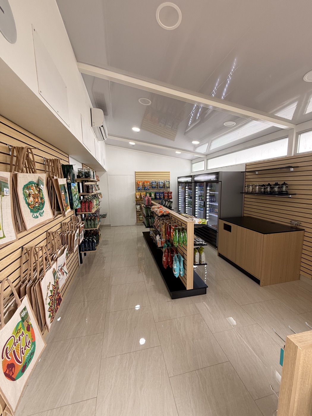 Snacks, souvenirs and drinks inside the airport minimarket
