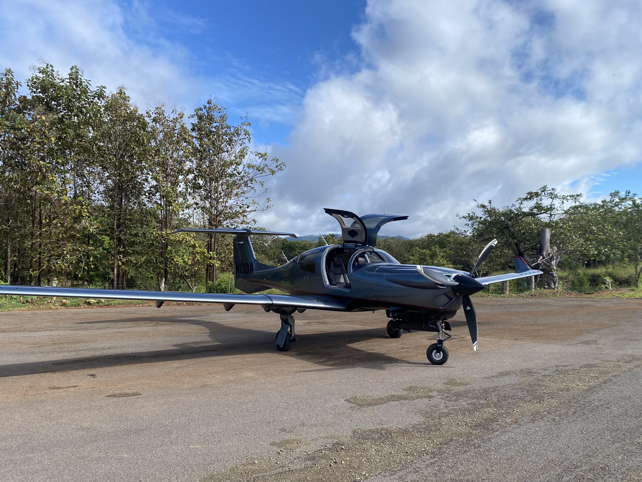 A private aircraft parked at Cóbano Airport